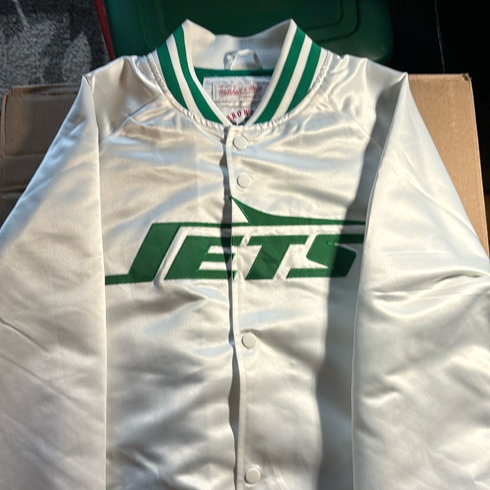 New York Jets Mitchell & Ness Retro Satin Bomber Jacket